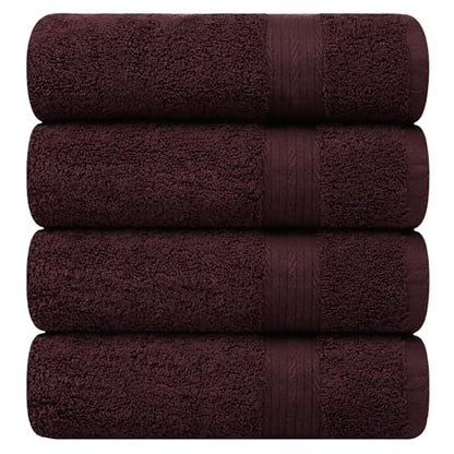 100% Cotton Bath Towels 30x54 Inches, 600 GSM, Soft & Absorbent, Set of 4, Brown - color: Brown, size: Bath Towel Set of 4