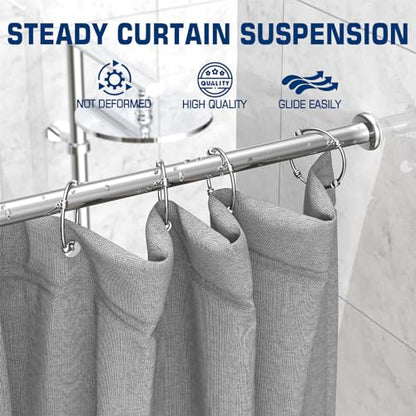 Shower Curtain Rings,12 Pack Round Shower Curtain Hooks for Bathroom Glide Smoothly Rustproof Metal Shower Hooks for Shower Curtain Rod,Snap Joint Design, Zinc Alloy, Nickel - color: Silver