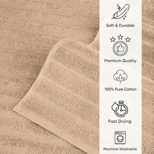 CTT - 2 Piece Bathroom Rugs Set, 100% Cotton Bath Mats, Comfy & Highly Absorbent Bathroom Floor Mats, Machine Washable | 20"x32" (Color) - color: Almond Beige