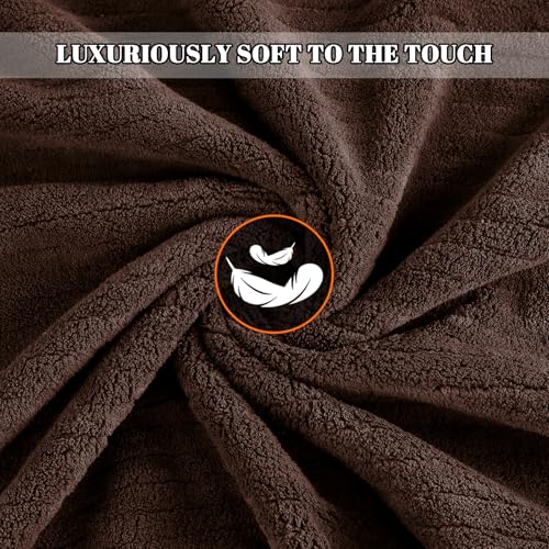 Bath Towels Set of 4 Extra Large 35 x 70 Inches,Luxury Thick High Absorbent and Quick Dry Bath Sheet,Ultra Soft Microfiber,Bathroom,Beach,Yoga,Sport,SPA,Fitness (Brown) - color: Brown, style: 4 Piece Bath Towels
