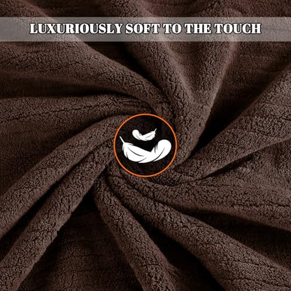 Bath Towels Set of 4 Extra Large 35 x 70 Inches,Luxury Thick High Absorbent and Quick Dry Bath Sheet,Ultra Soft Microfiber,Bathroom,Beach,Yoga,Sport,SPA,Fitness (Brown) - color: Brown, style: 4 Piece Bath Towels
