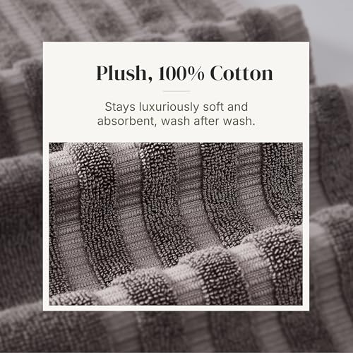 Modern Threads 6 Piece Bath Towel Set – Bathroom Set with 2 Bath Towels, 2 Hand Towels, and 2 Wash Cloths – 100% Cotton, Super Absorbent & Extra Soft – Reversible Natural Vine (Gray) - color: Gray