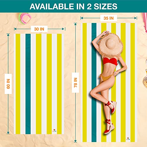 SUN CUBE Microfiber Beach Towel, Quick Dry Sand Free Beach Towel, Lightweight Compact Travel Swim Towel for Pool, Camping, Sand Resistant Packable Adult Towel - Yellow 78x35 Inches - color: Yellow, size: 78.00" x 35.00"