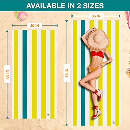 SUN CUBE Microfiber Beach Towel, Quick Dry Sand Free Beach Towel, Lightweight Compact Travel Swim Towel for Pool, Camping, Sand Resistant Packable Adult Towel - Yellow 78x35 Inches - color: Yellow, size: 78.00" x 35.00"