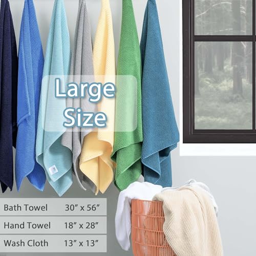 VOOVA & MOVAS 3PC Towel Set, 100% Cotton, Deep Turquoise | 1 Large Bath 30x56 In, 1 Hand 18x28 In, 1 Wash Cloth 13x13 In, Quick Dry, Soft, Thick, Bathroom Essentials - color: Deep Turquoise, size: 3 PC Bathroom Towel Set