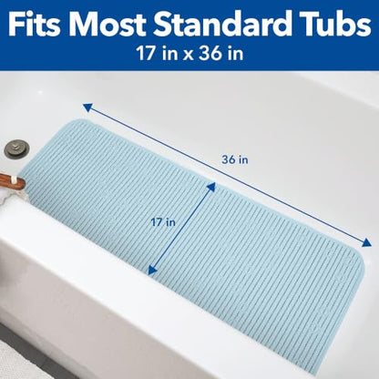Duck Brand Clorox Bath Mat for Tubs, Non Slip Bathtub Mat with Suction Cups, 17 Inches x 36 Inches, Sky Blue, 2 Pack