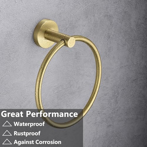 Brushed Gold Flip Toilet Paper Holder, Towel Ring Set 2 Pieces Hand Towel Holder for Bathroom Hardware Accessories Set SUS304 Stainless Steel Sturdy Wall Mount Bathroom Holder - color: Gold
