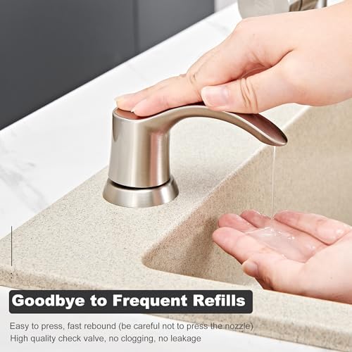 Kitchen Sink Soap Dispenser - Brushed Nickel, G080BN-G | Sink Soap Dispenser Pump with 40" Silicone Soap Dispenser Extension Tube, Say Goodbye to Frequent Refills - color: Brushed Nickel, size: with Hose