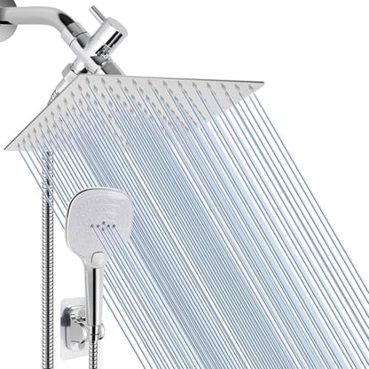 NearMoon Shower Head with Hose, High Pressure Stainless Steel Rain Shower and 3 Settings Handheld Spray Combo with Push Button Flow Control (12 Inch, Chrome Finish) - color: Chrome Finish, size: 12 Inch