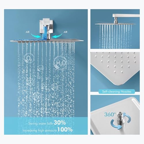 Shower Faucets Sets Shower System with Body Jets, Bostingner 10" Rain Shower Head with 2 In 1 Handheld Spray and 4 Jets, Wall Mounted All Metal 3 Way Shower Set with Valve and Trim Kit,Brushed Nickel - color: Brushed Nickel, size: 10 Inch