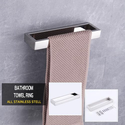 GERZWY Bathroom Hardware Hand Towel Holder SUS 304 Stainless Steel Towel Ring for Bath Kitchen Garage Heavy Duty Wall Mounted, Polished Finish HG1706-JG - color: Polished