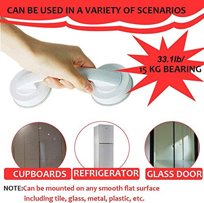 Suction Grab Bar, Portable Suction Handle Bar Suction Grip Bar for Window Door Drawer Cabinet Mini Fridge Grab Puller (White) - color: White