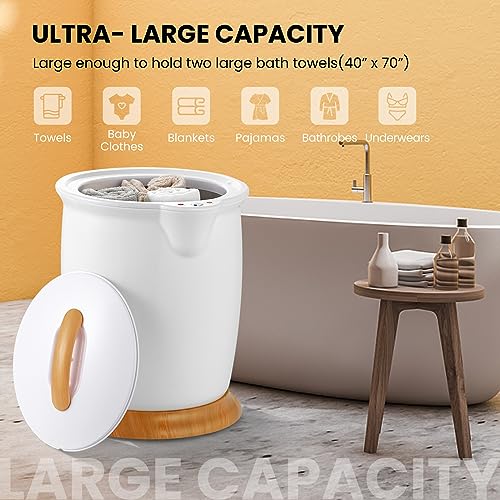 WELLHUT Towel Warmer Bucket Towel Warmers for Bathroom with Fragrance Holder, Luxury Spa Hot Towel Warmer, Towel Heater, Auto Shut Off, Holds Two 40"X70" Oversized Towels, Bathrobes, Blankets - color: White, size: 20 L