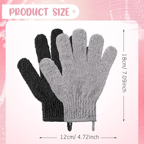 Didaey 104 Pcs Exfoliating Glove Bulk Shower Gloves with Hanging Loop Exfoliating Body Scrubber Dead Skin Remover for Body Bath Beauty Spa Massage Scrubs Men Women Bathing(Black,Grey) - color: Black,grey