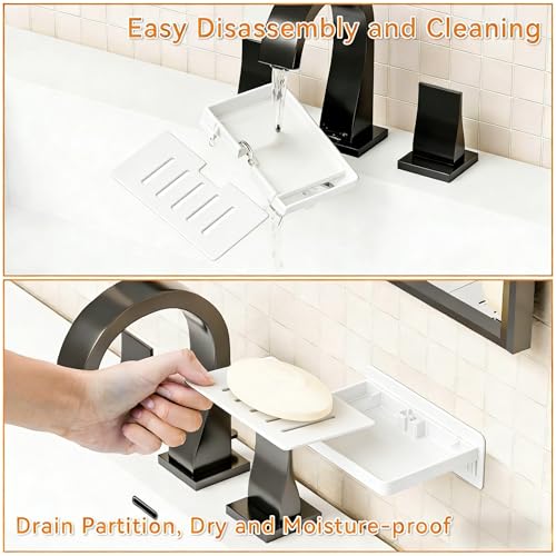 SUOXING 2 Pack Bar Soap Holder for Shower Wall,Self Draining Adhesive Soap Holder,Rustproof Wall Mounted Acrylic Shower Soap Rack & Caddy for Bathroom,Bath,Kitchen,No Drilling PlasticSoap Shelf,White - color: White