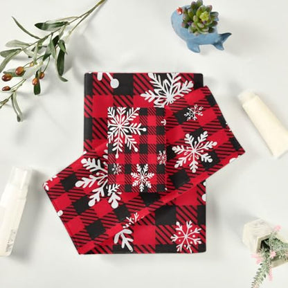 ALAZA Towel Bathroom Sets,Snowflakes Red Black Buffalo Plaid Towels 3-Piece 1 Bath Towel 1 Washcloth 1 Hand Towel,Bath Towel Set of 3 Soft Multifuntion for Home Kitchen Hotel Gym Swim Spa - color: Multi08