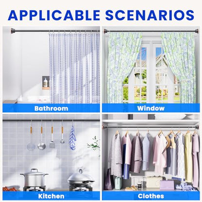 TITGIPE Black Shower Curtain Rod 32-80 Inches, No Drilling Tension Curtain Rod, Rust Proof Adjustable Spring Rods for Bathroom and Window, Stainless Steel - color: black, size: 32-80 inches