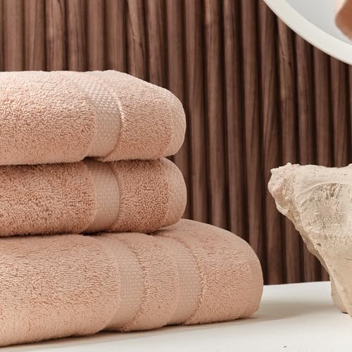 SOFE H&L | Olea Luxury Cotton Turkish Bath Towels Set of 4 Blush | Premium, Soft, Durable, Absorbent | Hotel Quality Plush Towels and Thick Towel Sets - color: Blush, size: Set of 4 (4 Bath Towels)