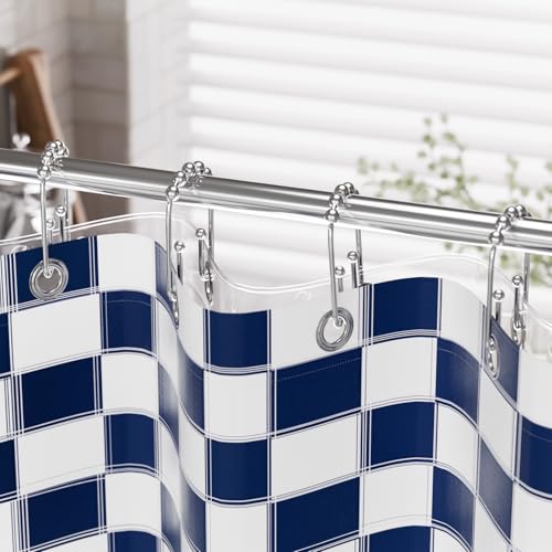 AmazerBath Shower Curtain Hooks Chrome Metal Shower Curtain Rings Rust Proof, Double Sided Shower Curtain Hooks for Shower Curtain Liner Smooth Shower Hooks Rings for Bathroom, Shower Rod Hook 12Pcs - color: Chrome, style: Modern