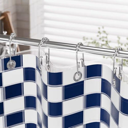 AmazerBath Shower Curtain Hooks Chrome Metal Shower Curtain Rings Rust Proof, Double Sided Shower Curtain Hooks for Shower Curtain Liner Smooth Shower Hooks Rings for Bathroom, Shower Rod Hook 12Pcs - color: Chrome, style: Modern