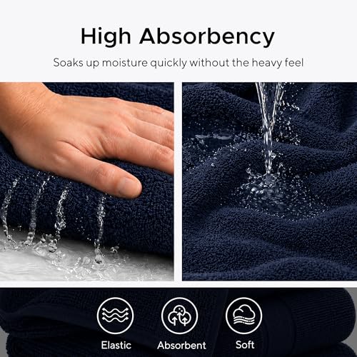 Veteran Textile LLC, Luxury Hotel & Spa, Turkish Cotton, 6 Pieces Towels Set, Max-Softness by Veteran Textile (Navy Blue) - color: Navy Blue