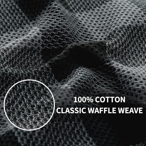 Homaxy 100% Cotton Plaid 8 Pack Kitchen Towels, 13" x 28", Black & Grey | Waffle Weave, Plaid, Super Soft and Absorbent Dish Towels, Quick Drying, Multi-Purpose - color: Black & Grey, size: 13 x 28 - 8 Pack