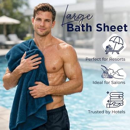 DAN River 2 Pack Bath Sheets Extra Large 35x70, Large Bath Towels for Adults, XL Oversized Heavy Duty Towel Set, 600 GSM 100% Ring Spun Cotton, Soft Quick Dry, Blue Opal - color: Blue Opal, size: Bath Sheet 35x70" (PK 2)
