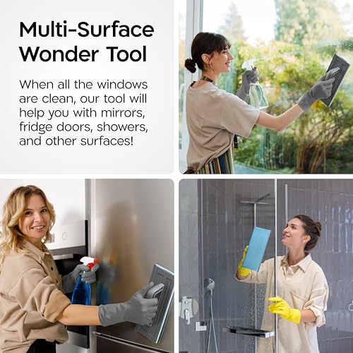 Tyroler Duschabzieher breit 25 cm | 2 Mikrofaser Scheuer- & Poliertücher | 2 Microfiber Scrub & Polish Cloths | Squeegee for Shower Glass, Tiles, Wall & Mirror | Ideal Window Squeegee for Home | Wiper