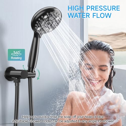 EMBATHER 10'' Shower System with Handheld & Trim Kit, Matte Black | 2-IN-1 Shower Faucet Set, 3-Mode Shower Head, 8-Setting Handheld Spray, Pressure-balanced Valve & Trim Kit - color: Matte Black, size: 10 Inch