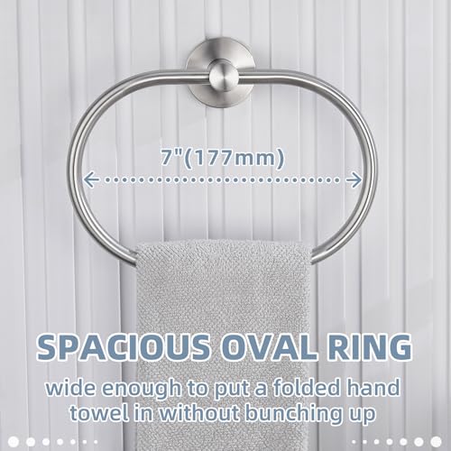 Swivel Hand Towel Holder for Bathroom, Brushed Nickel, Wall Mounted | Rustproof 304 Stainless Steel, 180° Rotating Towel Ring for Kitchen, Sink, Vanity, Oval Ring for Easy Towel Access - color: Brushed Nickel