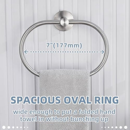 Swivel Hand Towel Holder for Bathroom, Brushed Nickel, Wall Mounted | Rustproof 304 Stainless Steel, 180° Rotating Towel Ring for Kitchen, Sink, Vanity, Oval Ring for Easy Towel Access - color: Brushed Nickel