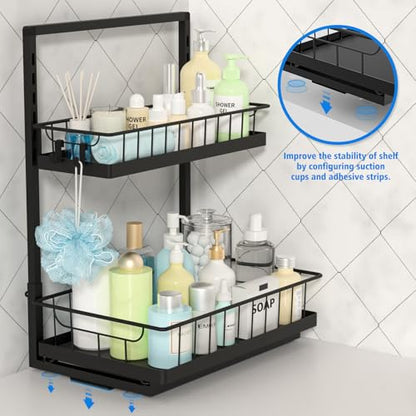WOWBOX 1 Pack Under Sink Organizer 2 Tier Slide Out Cabinet Organizer | Slide Out Drawer, Under Sink Organizers and Storage, Metal Organizing Rack for Kitchen, Bathroom, Pantry