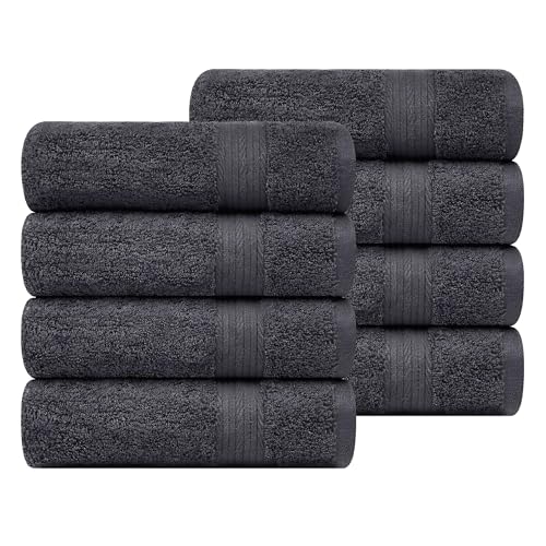 100% Cotton Hand Towels 18x28 Inches, 600 GSM, Soft & Absorbent, Set of 8, Gray - color: Grey, size: Hand Towel Set of 8