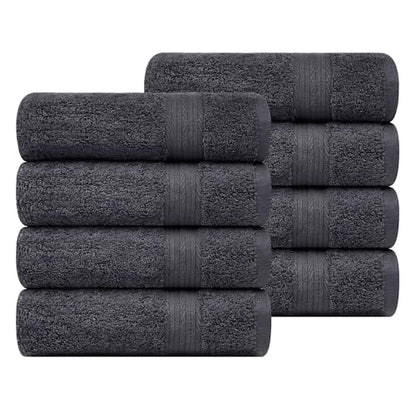 100% Cotton Hand Towels 18x28 Inches, 600 GSM, Soft & Absorbent, Set of 8, Gray - color: Grey, size: Hand Towel Set of 8
