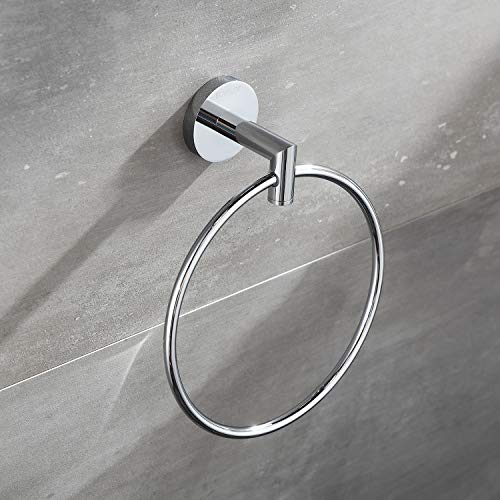 Hand Towel Holder for Bathroom Chrome Towel Ring Bath Towel Hanger Modern Hand Towel Rack Wall Mounted,077060-CR Leo Seires - color: Chrome