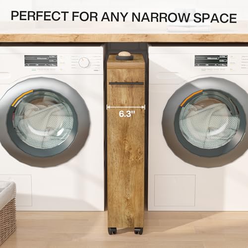 Tribesigns Slim Storage Cart, Rolling Narrow Kitchen Cart on Wheels for Small Place, 4-Tier Slide Out Slim Utility Cart Skinny Laundry Cart with Handle for Kitchen, Bathroom, Laundry - style: Farmhouse