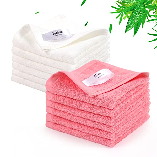 JEFFSUN Baby Washcloths 12 Pack,Super Soft Face Towels,10''x10'',White+Pink | 100% Viscose,Gently Wash Face and Body,Skin Friendly,Easy Rinsed,Hanging Loop,Quick Dry,Newborn Kid Toddler Bath Shower Gifts - color: White & Pink, size: 10x10 inch-12 Pack