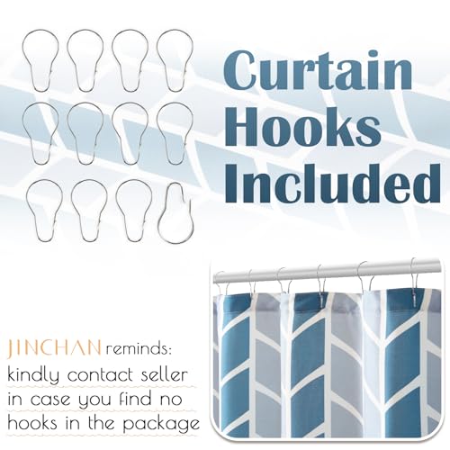 jinchan Blue and White Geometric Shower Curtain Chevron Arrow Farmhouse Shower Curtains for Bathroom Modern Waterproof Fabric with 12 Hooks 70x72 Inches - color: Arrow Blue, size: 70"W x 72"L (Pack of 1)