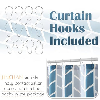 jinchan Blue and White Geometric Shower Curtain Chevron Arrow Farmhouse Shower Curtains for Bathroom Modern Waterproof Fabric with 12 Hooks 70x72 Inches - color: Arrow Blue, size: 70"W x 72"L (Pack of 1)