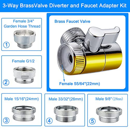Sink Faucet Sprayer Attachment,Sink Shower Sprayer Attachment Set To Tub Faucet,ON/OFF Shower Head with (5 adapters),Sink Extension Hose Sprayer for Laundry Bathroom Kitchen - color: Silver with 79" Hose