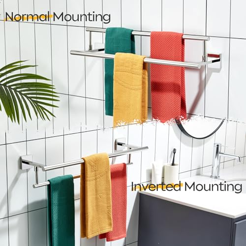 KOKOSIRI Towel Holder 24-Inch Bathroom Double Bath Towel Bars Kitchen Rack Wall Mounted Polished Chrome Stainless Steel B5009CH-L24 - color: Polished Chrome, size: 24-Inch
