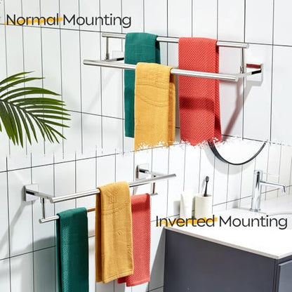 KOKOSIRI Towel Holder 24-Inch Bathroom Double Bath Towel Bars Kitchen Rack Wall Mounted Polished Chrome Stainless Steel B5009CH-L24 - color: Polished Chrome, size: 24-Inch