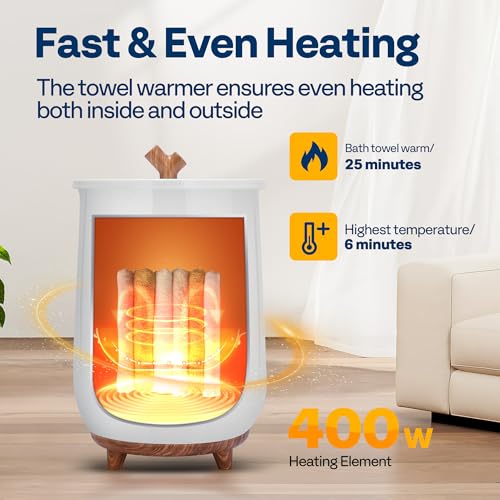 VIVOHOME 20L Towel Warmer for Bathroom, Large Towel Heater Bucket with Keep Warm Feature, 4 Timer and 3 Temperature Settings, Suitable for Oversized Towels, Blankets, Bathrobes