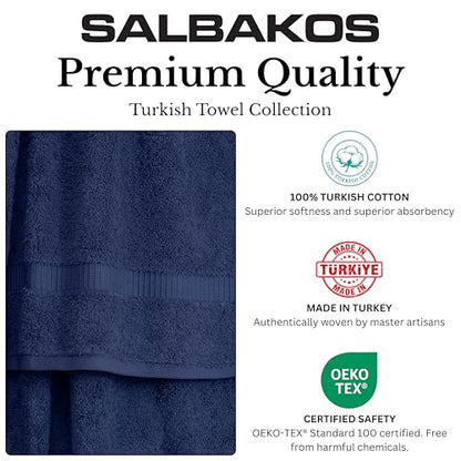 SALBAKOS - Luxury 6 Piece Towel Set, 100% Turkish Cotton, Quick Drying, Highly Absorbent & Comfy, Includes 2 Bath Towels, 2 Hand Towels & 2 Washcloths | (Navy) - color: Navy, size: 6 Piece Towel Set