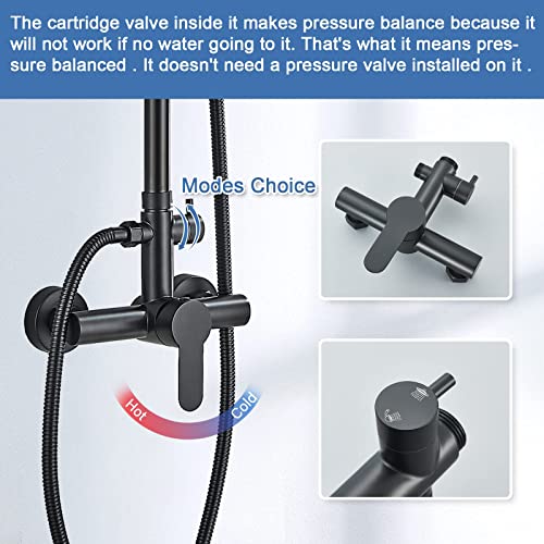 Shower System Matte Black Outdoor Shower Fixtures with 8" Rain Shower Head Handheld Sprayer Single Handle 304 Stainless Steel Wall Mounted Shower Shower Faucet Combo for Bathroom or Backyard - color: Matte Black, style: Two Modes
