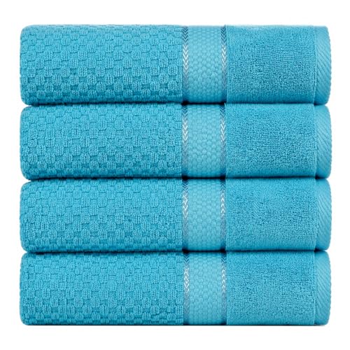 Ample Decor 100% Cotton Hand Towels 18x28 Inches, Popcorn Textured, Soft & Absorbent, Quick Dry, Set of 4, Sky Blue - color: Sky Blue, size: Pack of 4