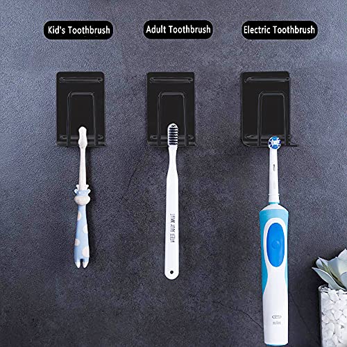 HANZE Toothbrush Holder 304 Stainless Steel Adhesive Wall Mounted 3 in 1 with Toothbrush Holder Toothpaste Holder and Cup Holder for Bathroom Shower, 2 Pack(Black) - color: 2 Pack Black
