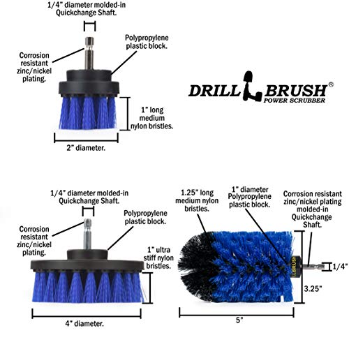 Blue Medium Stiffness Boat Brush Cleaning Set - Pool Liner Cleaning Tools Supplies - Pool Cleaner - Professional Aquarium Cleaner Set - Car Wash Detailing and Scrubbing Brush Kit – Boat Scrubber - color: Blue