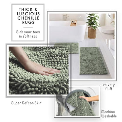 Clara Clark Bathroom Accessories Set - Bathroom Set, Bathroom Sets with Shower Curtain and Rugs, Shower Curtain Set with Trash Can - Sage Green - 22PC | 22 Piece Sage Green Bathroom Accessories Set with Toothbrush Holder, Soap Dispenser, Soap Dish, Toilet