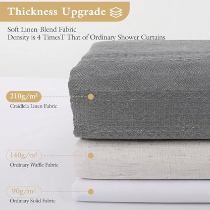 Extra Long Boho Farmhouse Shower Curtain with Tassel, Linen Bohemian French Country Chic Bathroom Shower Curtain Set, Modern Striped Textured Shower Curtain 72x84 - Light Grey - color: Lightgrey, size: 72"W x 84"L (Pack of 1)